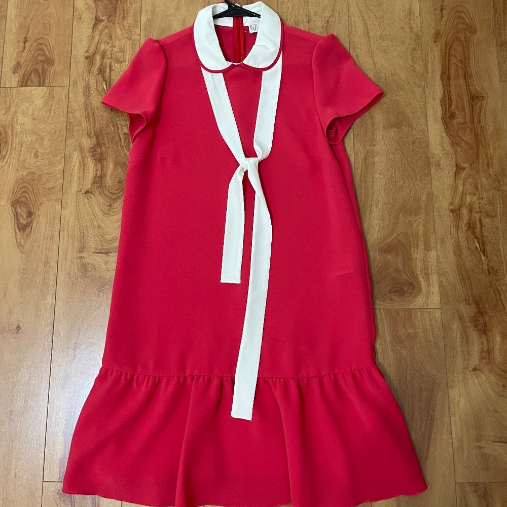 RED Valentino Bow tie neck ruffled crepe mini dress New W/out Tags Size IT 40